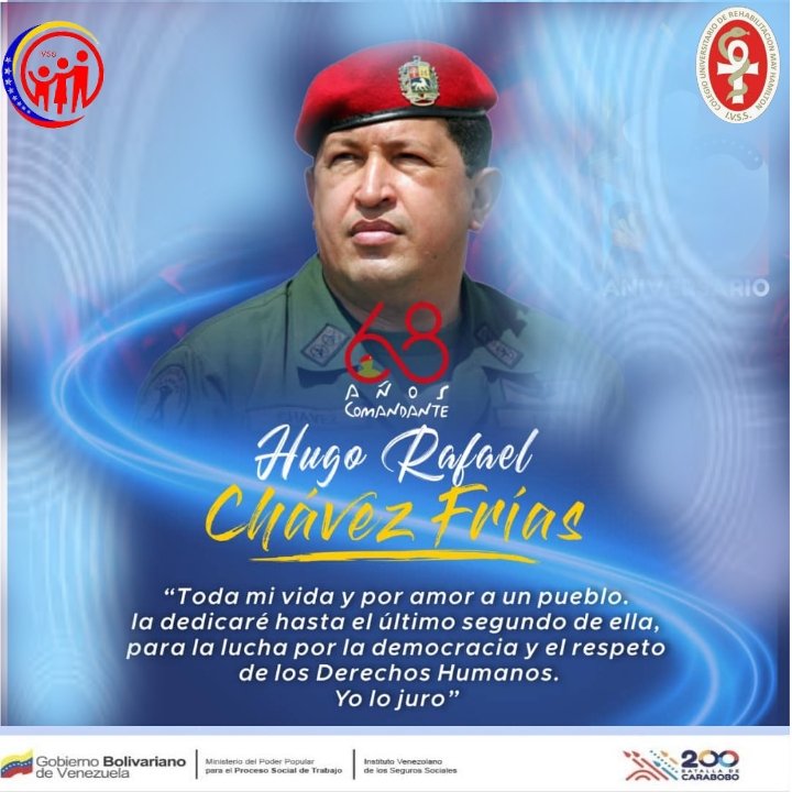 El 
COLEGIO UNIVERSITARIO DE REHABILITACIÓN MAY HAMILTON. Celebra los 68 aniversario del gigante, Hugo Rafael Chávez y defendemos y luchamos por  su gran legado como muestra de reconocimiento a su lucha.
