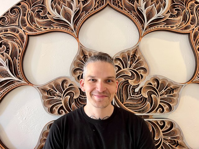 OortCloudAtlas's tweet photo. At @BerkeleyAlembic we just got gorgeous new artwork installed by @gabrielschama. Layers &amp; layers of laser-cut, super-intricate plywood. Delicious. IRL is even more beautiful. https://t.co/vxtYdtLNmk