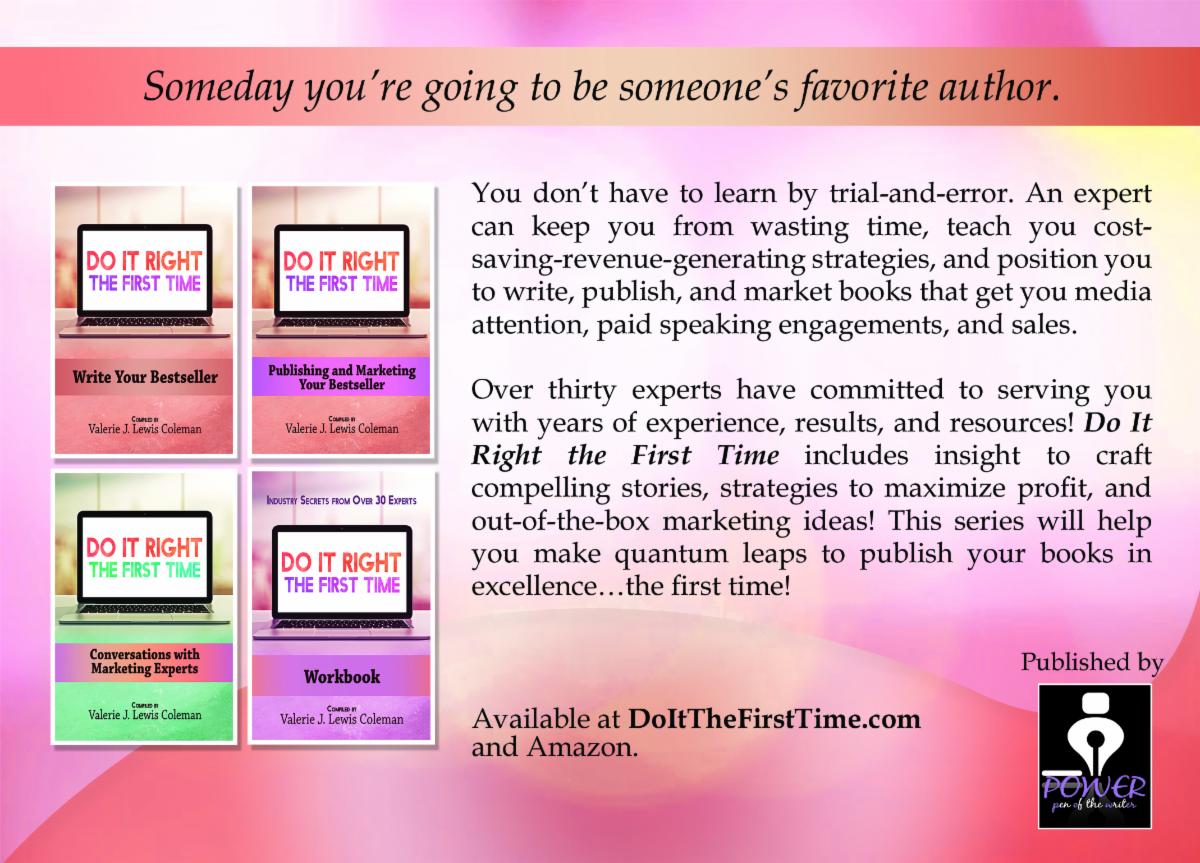 penofthewriter's tweet image. #DoItRightTheFirstTime eBook launch date is Monday! Pre-order your copy and receive five digital downloads to move you closer to bestseller. Click the link for details.

conta.cc/3baYf1M

#Write #Publish #SelfPublish #Market #Bestseller #Author #PenOfTheWriter #eBook