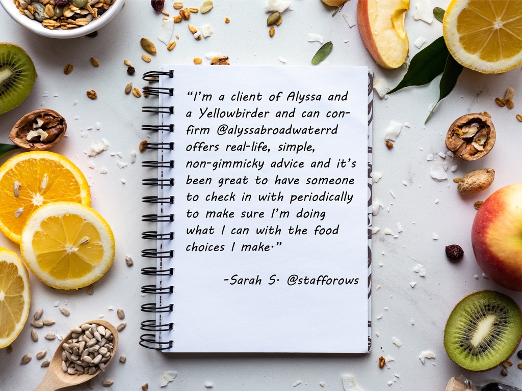 We had a Yellowbirder reach out and share their experience working with Alyssa Broadwater, MS, RD, LD, CSCS. If you think one-on-one nutrition coaching and tailored food boxes are for you, click this link to start today! bit.ly/rxfood