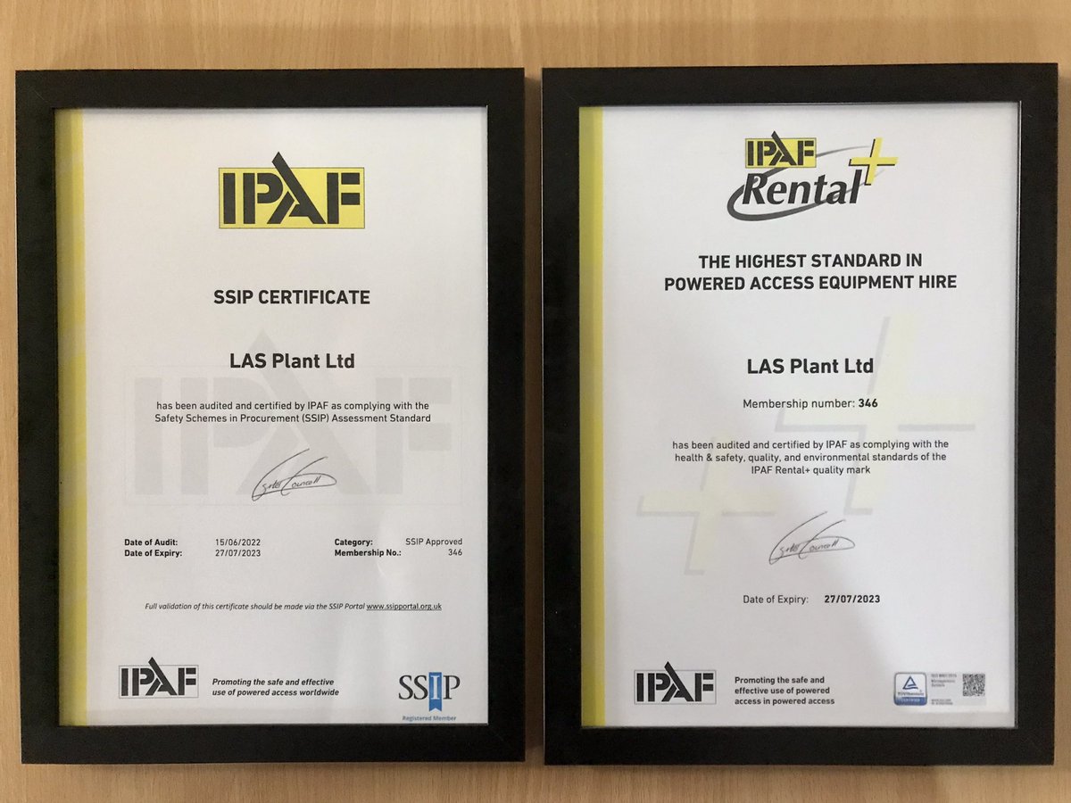 Delighted to have maintained our IPAF Rental+ &amp; SSIP standards for another year. Every year we are independently audited to meet rigorous standards of training, equipment inventory and customer satisfaction.

☎️01463 235545
