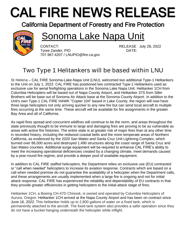 CALFIRELNU's tweet photo. #CALFIRELNU - Two Type 1 Helitankers will be based within LNU
https://t.co/klZN7V2khj
#CALFIRE https://t.co/ZffTfbqJXd