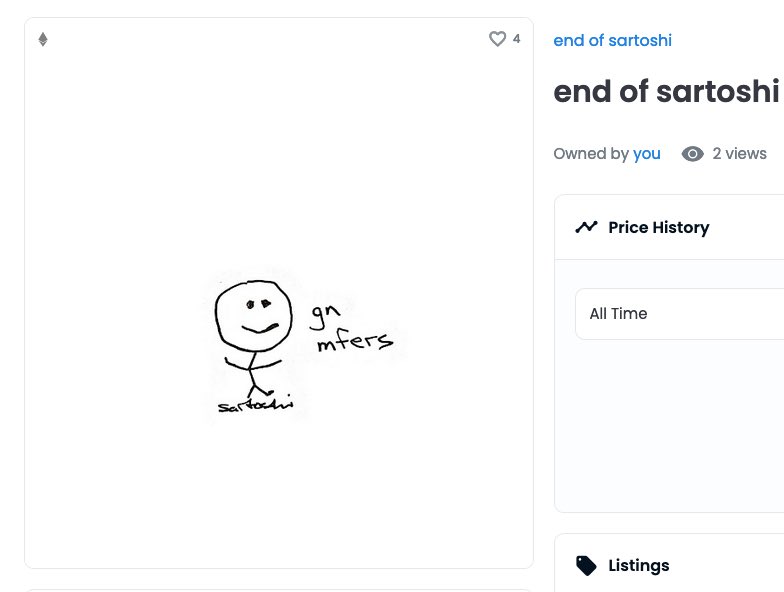 🗽GIVEAWAY 🗽 MFERS 

🏆WIN “End of Sartoshi” NFT 🎧🫶 
🎧mint  SARTOSHILIVESON.XYZ ✅
🎧like,retweet✅
🎧tag 3 friend ✅