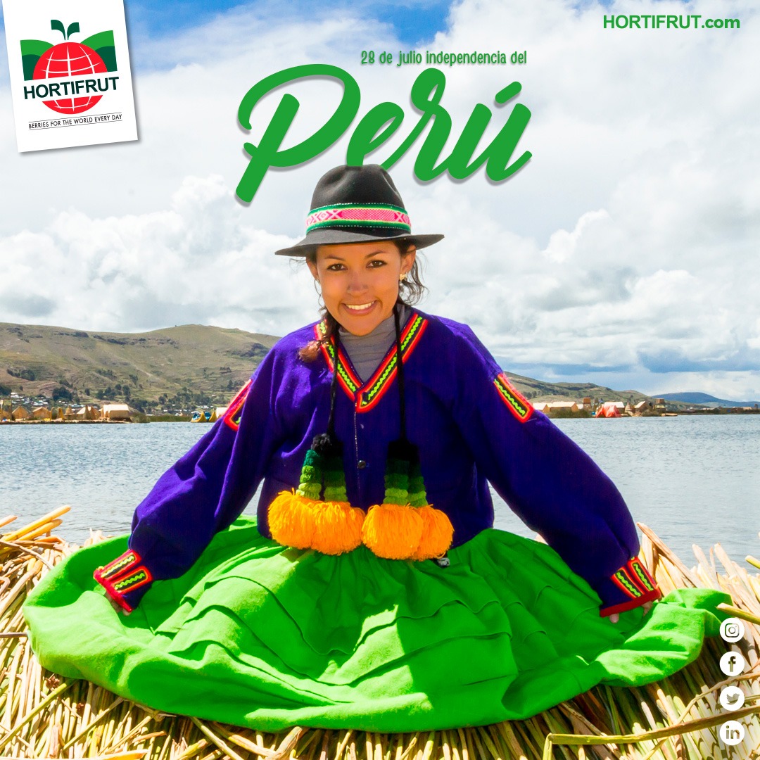 Este 28 de julio celebramos las Fiestas Patrias peruanas 🇵🇪. Un tremendo saludo a todos nuestros amigos de la tierra del Sol 🌞, ¡Arriba el Perú!

#SomosHortifrut 💚 #BerriesForTheWorldEveryDay #HortifrutPerú