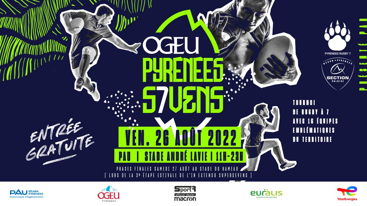 𝗢𝗴𝗲𝘂 𝗣𝘆𝗿𝗲́𝗻𝗲́𝗲𝘀 𝗦𝗲𝘃𝗲𝗻𝘀

<a href="/OgeuPyrenees/">OgeuPyrénées</a> devient le namer officiel du tournoi !

ℹ️ Toutes les infos sur notre tournoi à 7 amateur organisé autour de la 3e étape de l'In Extenso Supersevens Rugby par la Section et Pyrénées Rugby Seven 👉 bit.ly/3baMuZ0