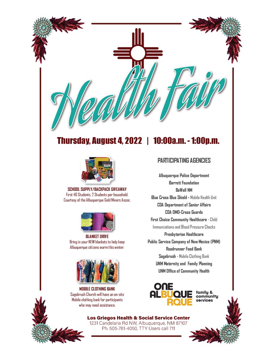 One week from today! We can't wait to be a part of the Los Griegos Health &amp; Social Service Center Health Fair with so many of our partners, one week from today! #housingishealthcare💜 #endhomelessness #healthfair