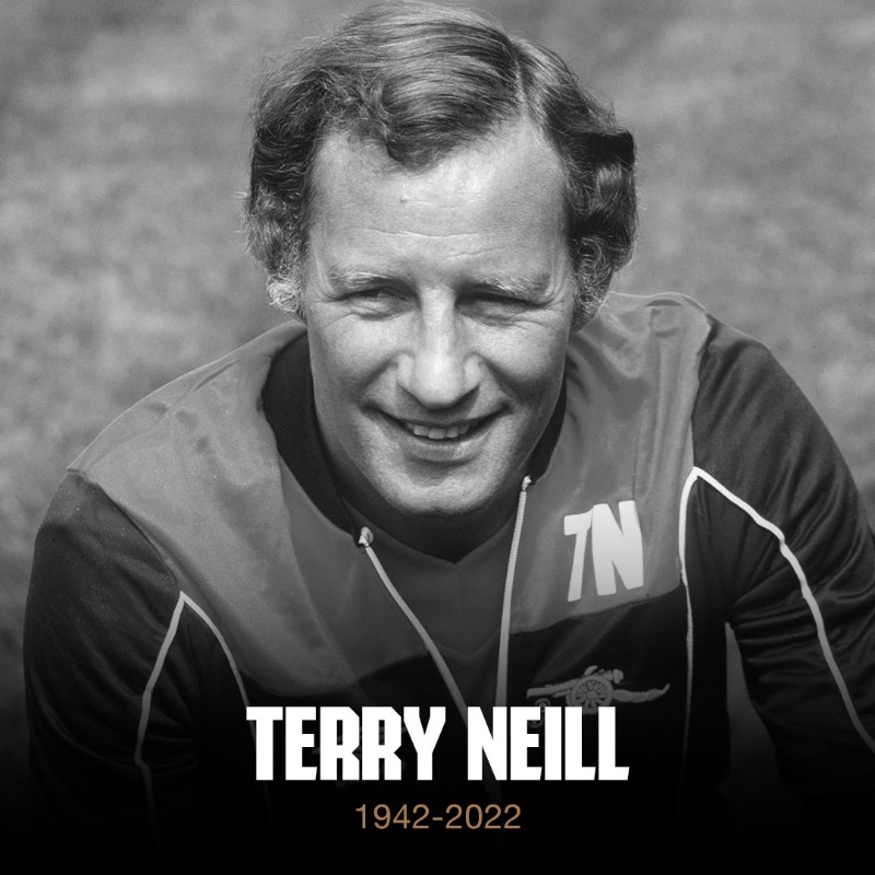 Arsenal's tweet photo. Rest in peace, Terry Neill ❤️