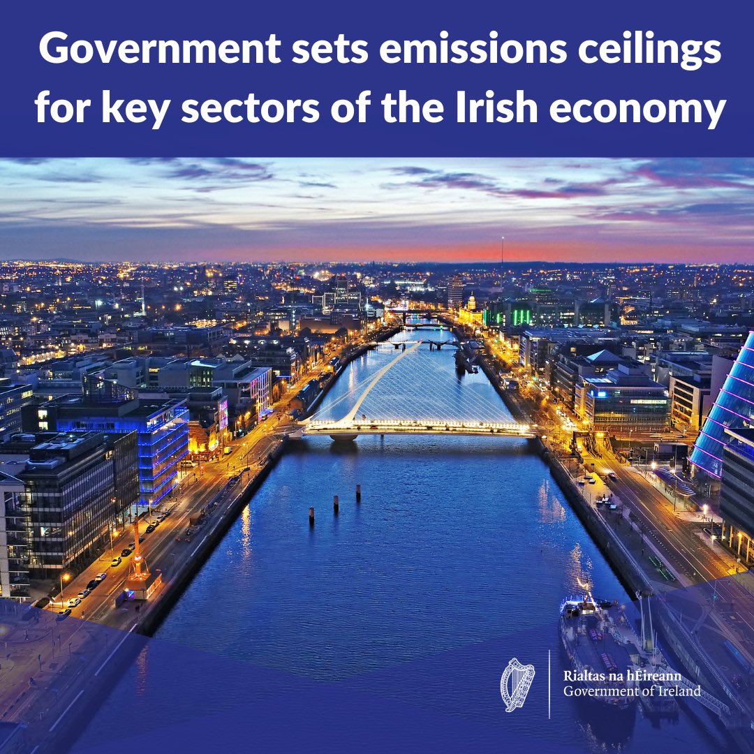 GovIE's tweet image. The Government has announced Sectoral Emissions Ceilings – setting Ireland on a pathway to turn the tide on climate change🌍

🔸Agreement will protect farm incomes, businesses &amp;amp; household living standards

🔸 51% reduction by 2030 can only be met if all sectors work together