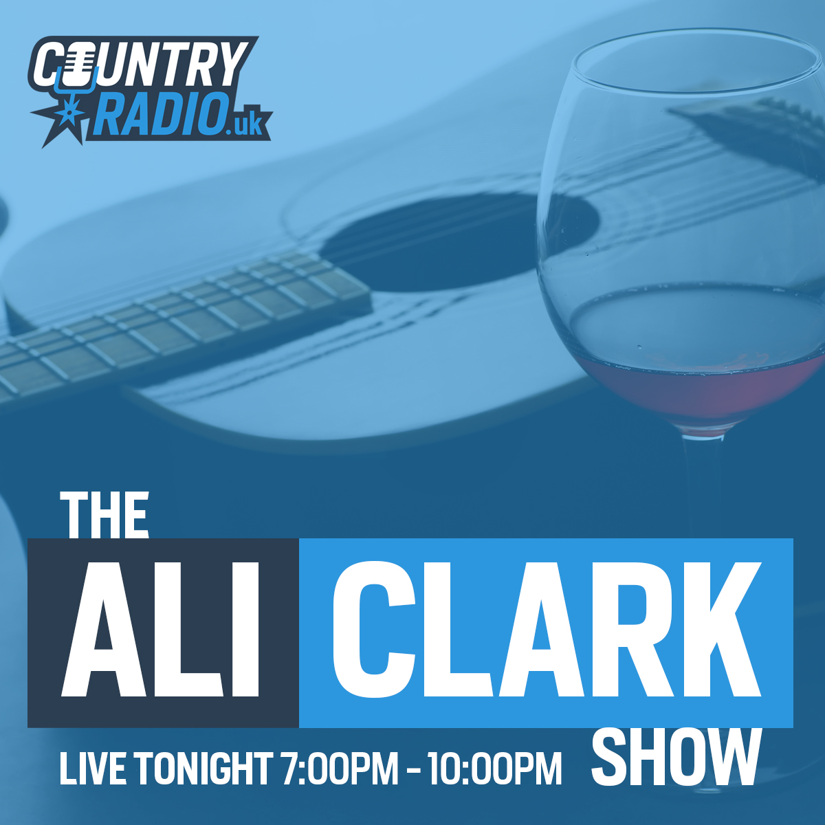 NEXT: THE ALI CLARK SHOW 7:00pm - 10:00pm LIVE on CountryRadio.uk It's time for this week's get together with Ali, top up your wine and enjoy plenty of chat and great country music. CountryRadio.uk | TuneIn | 'Alexa, enable Country Radio' | Mixcloud Live