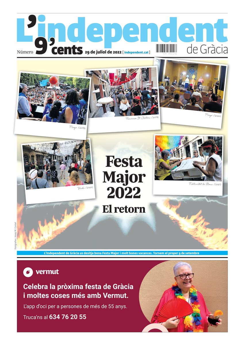 Ja ha sortit l'especial de L'independent de la Festa Major de Gràcia 2022! Amb novetats, els carrers guarnits, el pregó, les festes alternatives, les recomanacions, l'organització, el Festigàbal, l'esport i el número 900. Llegeix-lo a independent.cat/en-paper/747/n… #viladegràcia