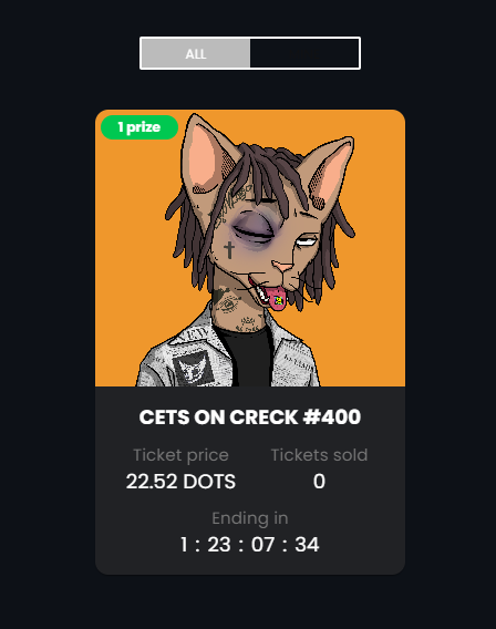 Market is up!

First raffle is a <a href="/CetsOnCreck/">CetsOnCreck is now CETS</a> ! Use 'em DOTS up! 48 hours for this one!

raffle.delykid.com