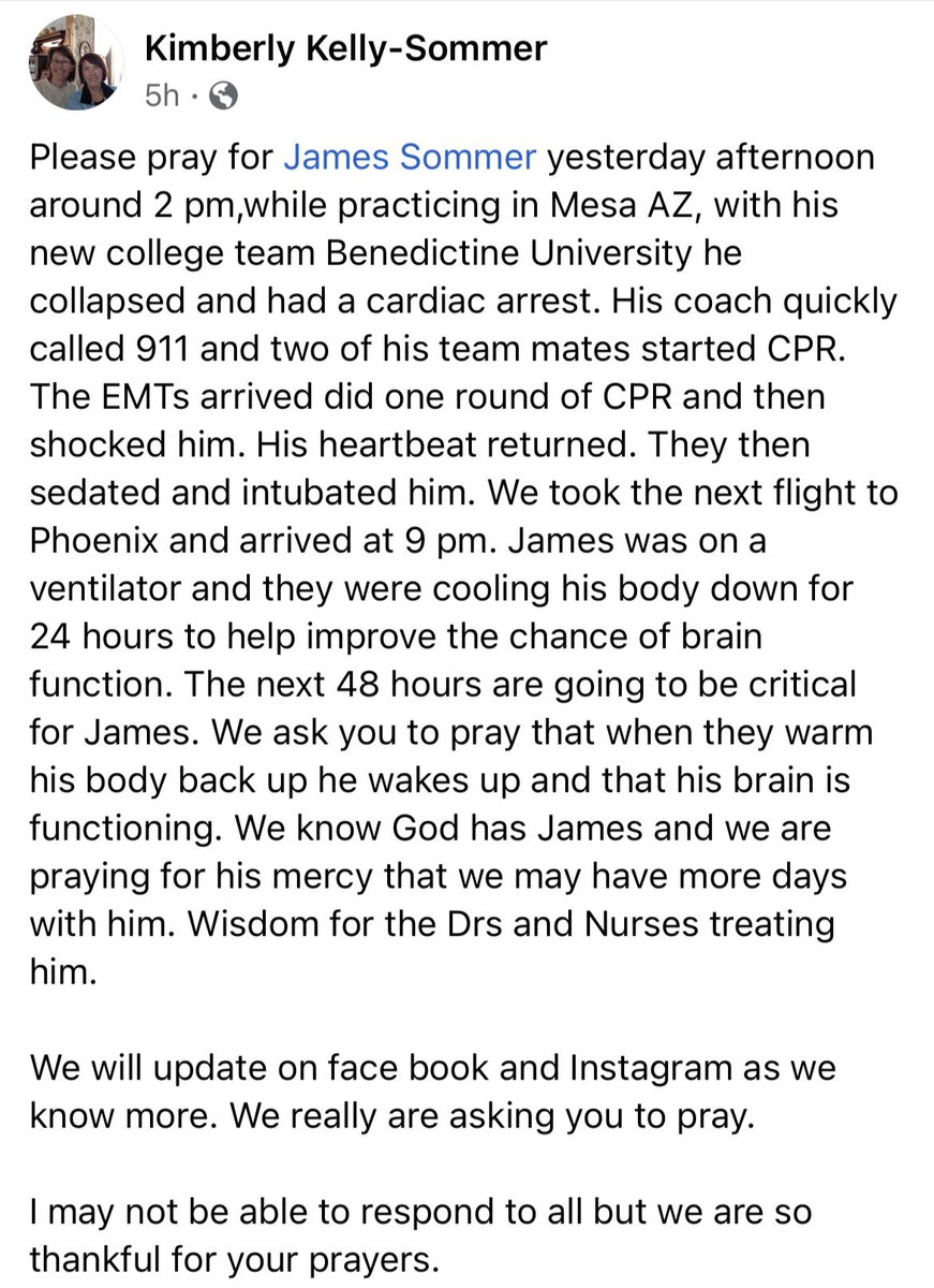 jamesaumer22's tweet photo. One of our own @JamesSommer3 in the basketball community needs our prayers..@VerveBasketball @Mikayla_Aumer 🙏🙏🙏 https://t.co/hVAGxh6nKi