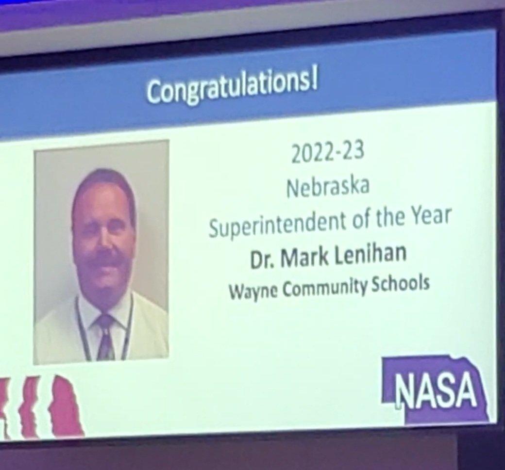 mibeair1's tweet image. Congratulations to Dr Lenihan, Nebraska Superintendent of the year! 
@WayneSchools @MarkLenihan61