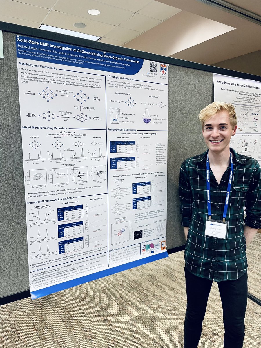 I had a great time discussing my research at the Rocky Mountain Conference on Magnetic Resonance poster session last night! Thanks to everyone for coming along! 🧲 #NMRChat #RMC2022 <a href="/rockymtnconf/">Rocky Mtn Conference</a> <a href="/RMSSNMR/">Rocky Mountain SSNMR</a>