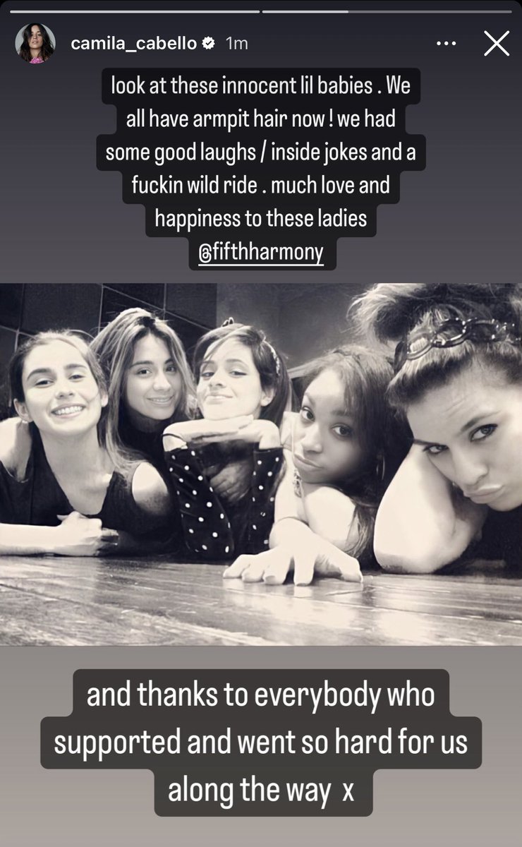 CAMILA CABELLO POSTED FOR THE 10 YEAR ANNIVERSARY OF FIFTH HARMONY OH MY GOD