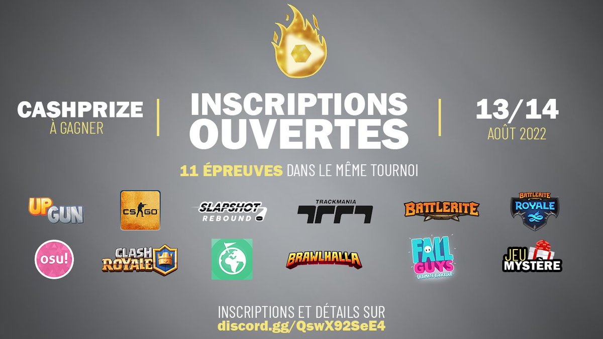 ImFormalYT's tweet photo. Le DidiTournament en duo revient pour la version 2022 ! Les inscriptions sont déjà ouvertes, n’hésitez pas à vous inscrire ! #tournoi #FallGuys #osu #CSGO
https://t.co/TcjbIIMfIj https://t.co/F7l8yNv7Xi