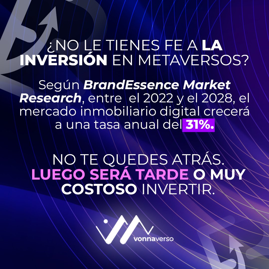 ¡Que no te coja la tarde! 🏃‍♀️🏃

🌌 Puedes estar 3 pasos delante de la mayoría de personas que aún no se deciden a invertir en el mundo digital. 📲💻
#mundodigital #vonnaverso #metaverso #ntf #nfts #activosdigitales #economiadigital #juegosenblockchain #blockchain #criptomonedas