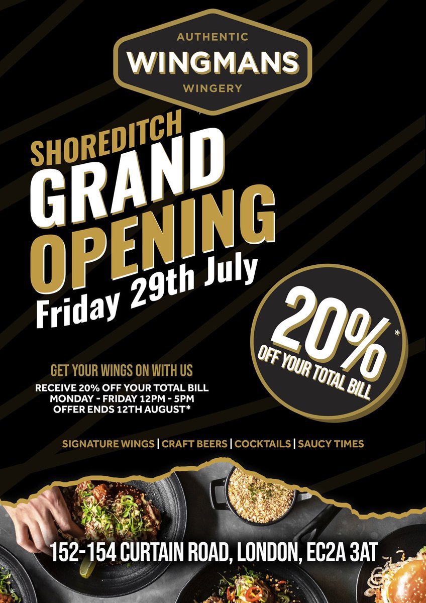 TOMORROW! 🔥🍗
#wingmans #shoreditch #newopening