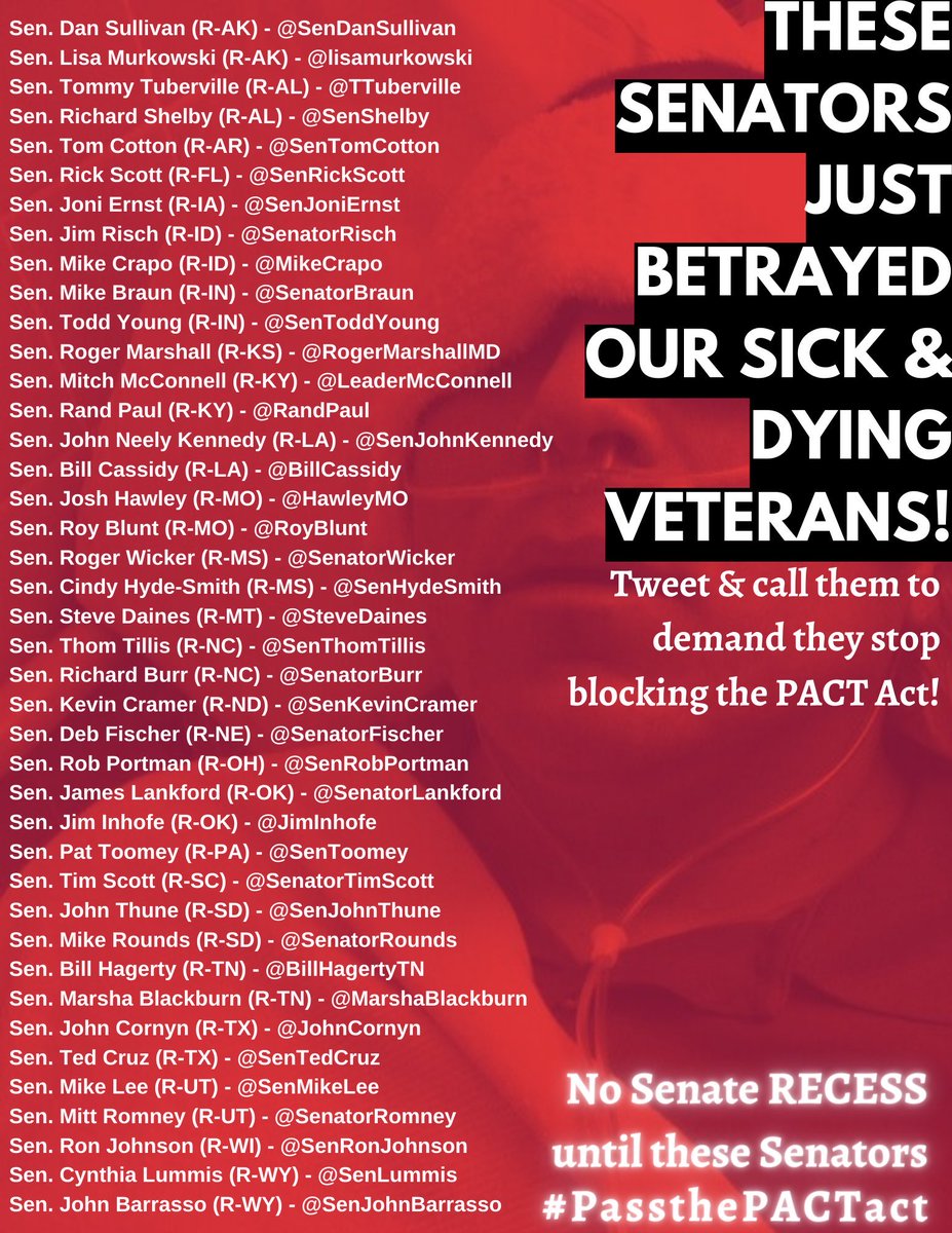 I just want you to explain why @HawleyMO @RoyBlunt @GOP ? As a Missourian, tell us why. My loved ones died for our country and this? @USMC @USArmy @airforcerso @USNavy Why? Thank you @jonstewart #PACTAct #Veterans #America