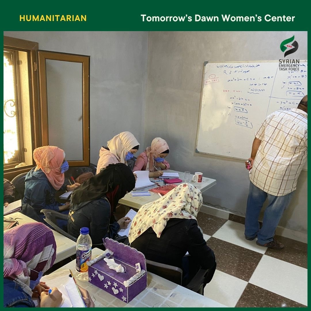 syrianetf's tweet photo. Education is the passport to the future, and Tomorrow’s Dawn Women’s Center keeps providing the opportunity to educate youth to guarantee their present and future. Among the courses offered, girls and women are attending science and math classes. #syria #syrianetf https://t.co/fRKm3FGVXH