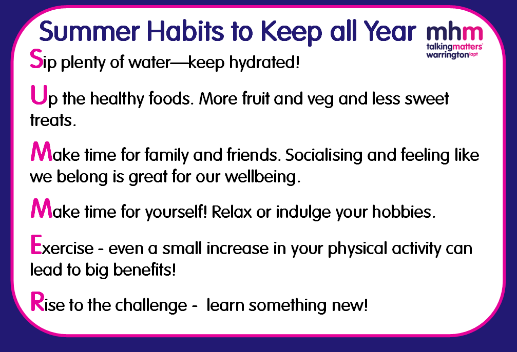 NHSWarringtonTT's tweet photo. From BBQs to beach trips. There's a lot we do during the warmer weather and summer holidays that could help us out all year round! Here are our suggestions - what are some of yours? https://t.co/SUbIuLQsVW