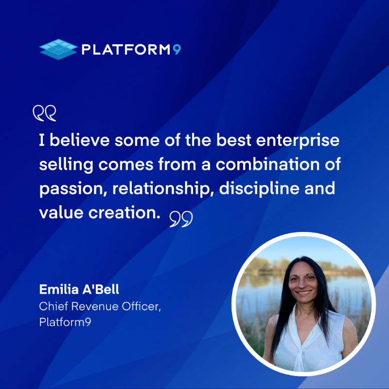 Platform9Sys's tweet photo. 🥳 🥳 We are pleased to introduce Emilia A'Bell, our Chief Revenue Officer, bringing a wealth of industry experience. 

👉 Know more about her: https://t.co/CCYu04urpB

#Enterprise #saas #sales #peopleofplatform9 #cloudnative