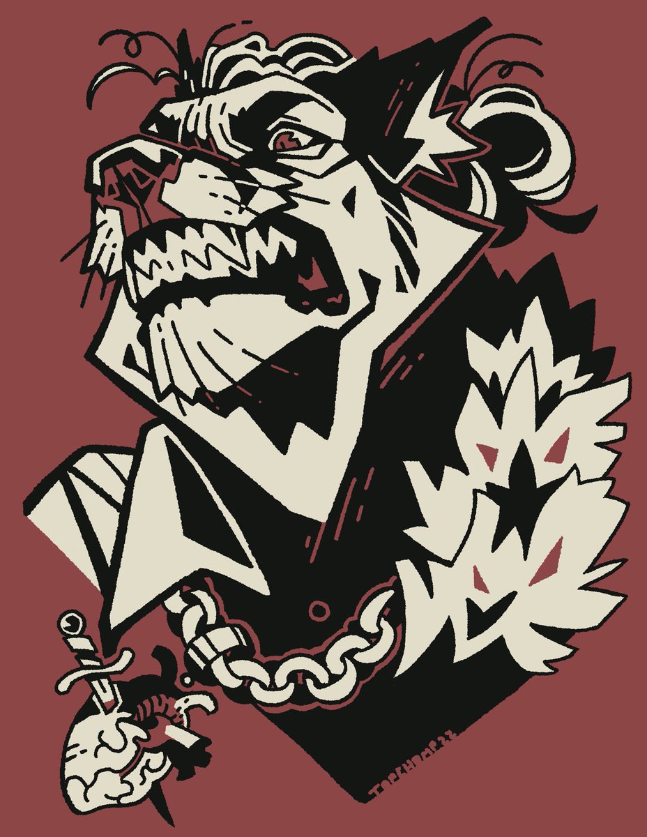 Red5Iam's tweet photo. Absolutely delighted by this piece of my fox shifter barbarian Kitt by @TOPCHOMP.  Look it my angry lad. So good. SO GOOD. https://t.co/NJmtEsnf1x