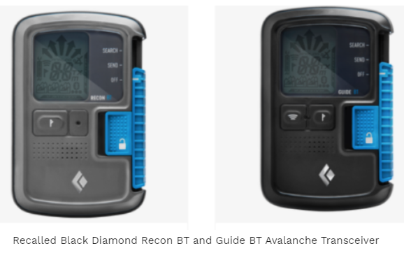 USCPSC's tweet photo. #Recall: @BlackDiamond Avalanche Transceivers. Transceivers may not switch into SEARCH mode, making locating difficult in an avalanche, posing harm or death. Get free replacement or repair CONTACT: 800-775-5552. Full recall notice: https://t.co/jXTbgVL46l https://t.co/mzdPFzIeNG