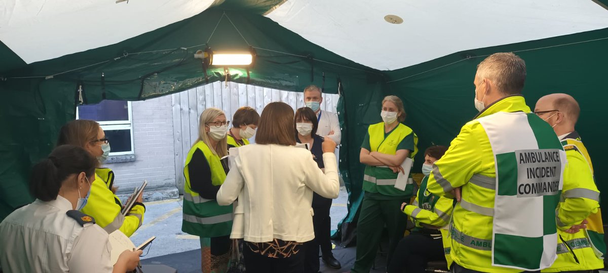 AmbulanceNAS's tweet photo. Well done to everyone who participated in the joint major emergency exercise with NAS &amp; @Saoltagroup at #Sligo University Hospital from 8am - 12pm HSE staff tested responses to a simulated major emergency. Hospital and ambulance services continued as normal @EMedSligo https://t.co/uW06aOjl4a