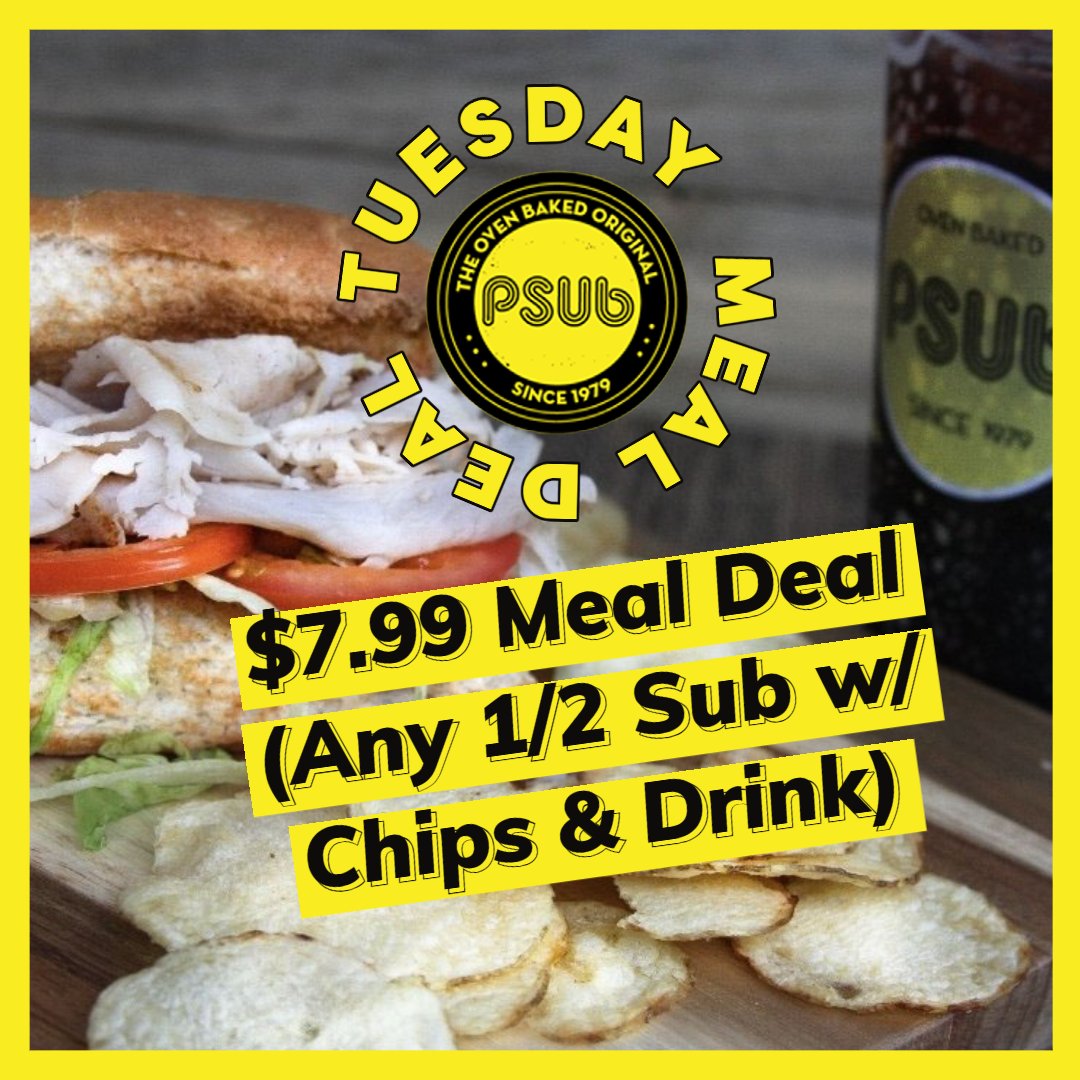KXCVKRNW's tweet photo. 😋TUESDAY MEAL DEAL😋

@PSubMaryville

$7.99 Meal Deal (Any 1/2 Sub w/ Chips &amp; Drink)

#planetsub
#subs 
#ovenbakedgoodness😋🤤🤗 https://t.co/4cDnP2dh00