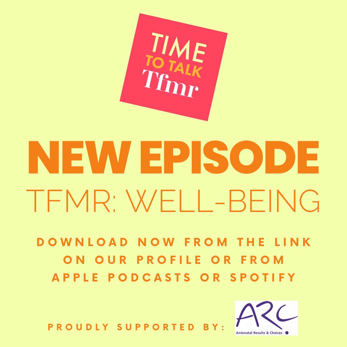 Latest episode is now available. Find it from the link in our profile, or by searching #TimeToTalkTFMR wherever you get your podcasts from. Proudly supported by @ARCantenatal #BreakTheSilence #TFMR #YouAreNotAlone