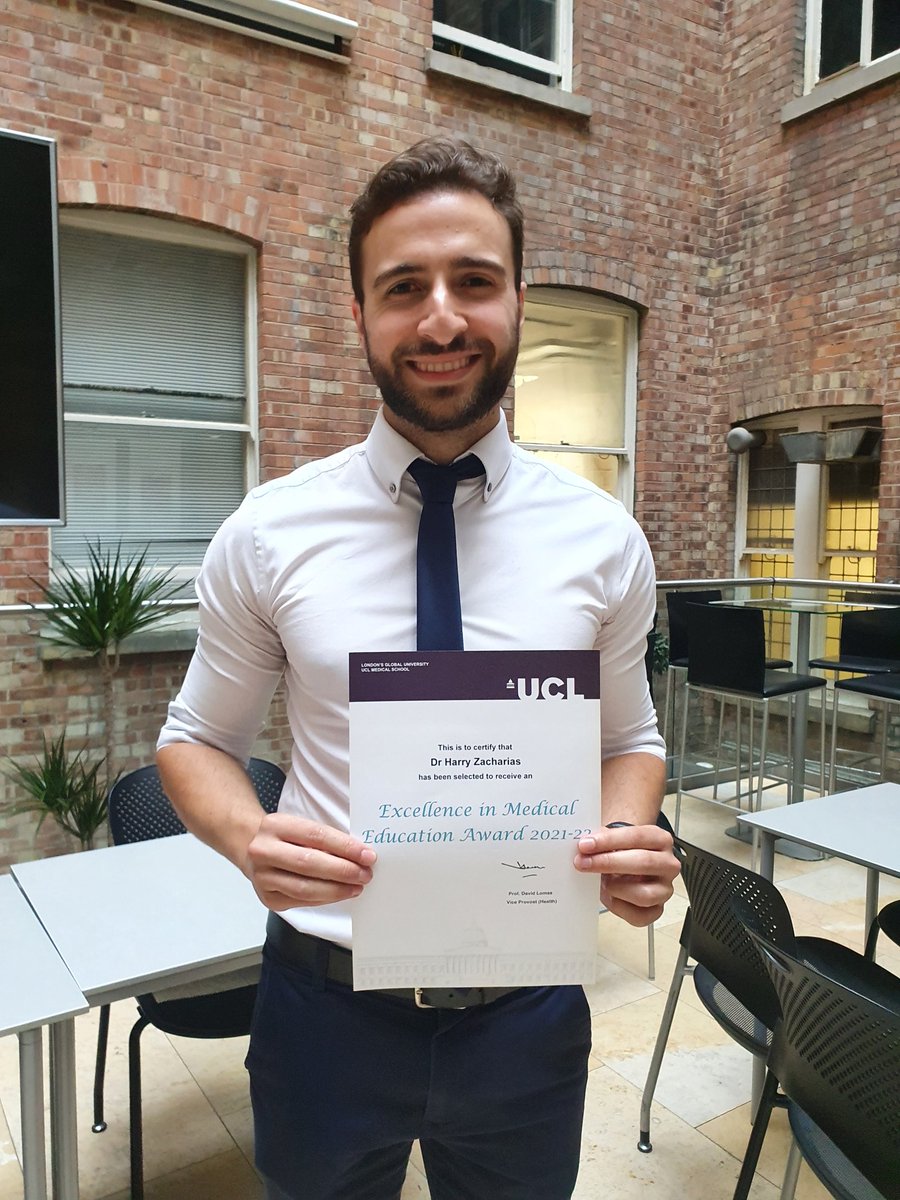 Harry Zacharias (@harryzac) on Twitter photo Was an honour to receive the UCL Excellence in Medical Education Award today. This year has been unimaginably amazing and I've loved every second of it working with the best team <a href="/ClinProfSkills/">UCL Clinical Skills ๐</a> <a href="/Catheri0003/">Cat Phillips</a> <a href="/DeirdreIWallace/">Deirdre Wallace ๐</a> <a href="/TinaNyaz17/">Tina Nyazika</a> #uclms #MedEd Was an honour to receive the UCL Excellence in Medical Education Award today. This year has been unimaginably amazing and I've loved every second of it working with the best team <a href="/ClinProfSkills/">UCL Clinical Skills ๐</a> <a href="/Catheri0003/">Cat Phillips</a> <a href="/DeirdreIWallace/">Deirdre Wallace ๐</a> <a href="/TinaNyaz17/">Tina Nyazika</a> #uclms #MedEd