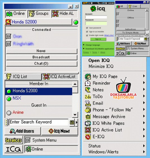 ICQ, kullandığımız ilk anlık mesajlaşma programıydı. Herkesin özel bir ICQ numarası olurdu. Ne kadar kolay akılda kalırsa, ne kadar az basamaklı olursa o kadar karizmatik olurdunuz. Altı basamaklı ICQ numaraları büyük karizmaydı..