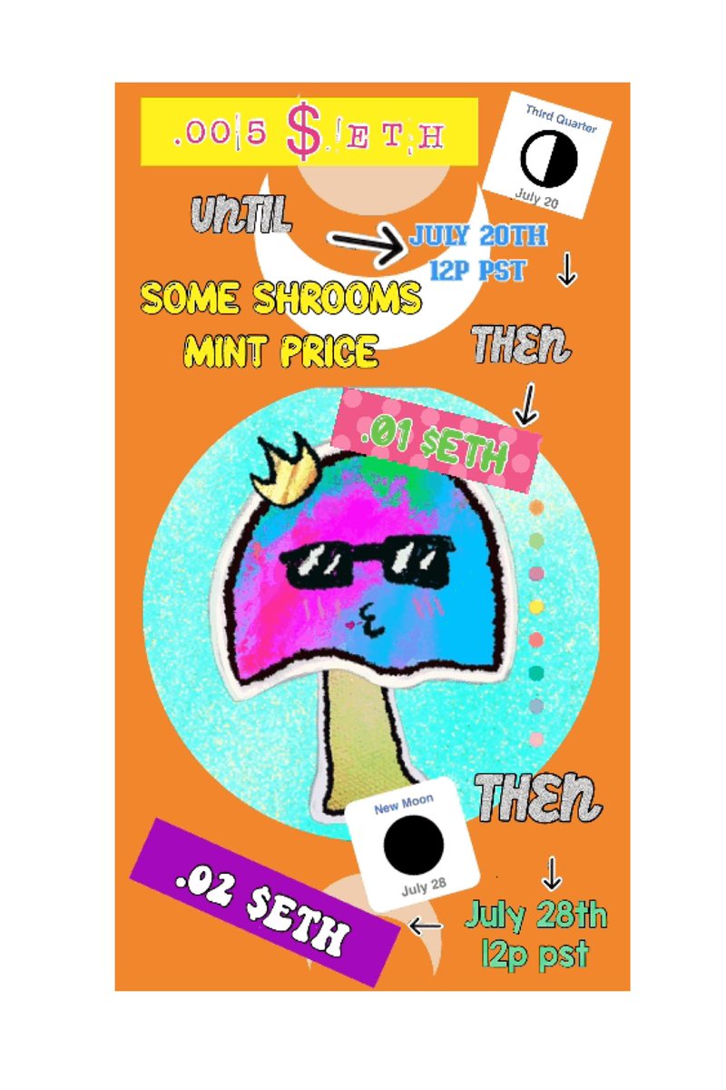 Last call at .01 $eth mint price for <a href="/SomeShrooms/">Some Shrooms *Minting NOW*</a> 
I am pushing back switching the mint price until after spaces today. 

Get some shrooms <3

empresstrash.xyz/some-shrooms
empresstrash.xyz/some-shrooms