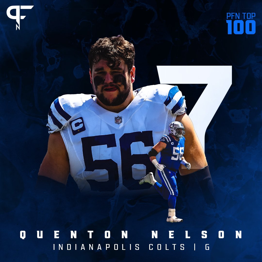 PFN365's tweet photo. 7) Quenton Nelson (@BigQ56), G, @Colts 

"Nelson is one of the few linemen who could actually splice together an entertaining highlight reel for the common football fan."

Full rankings: https://t.co/ArRuLp8SOf

#PFN100 https://t.co/bfdbTq2rZj
