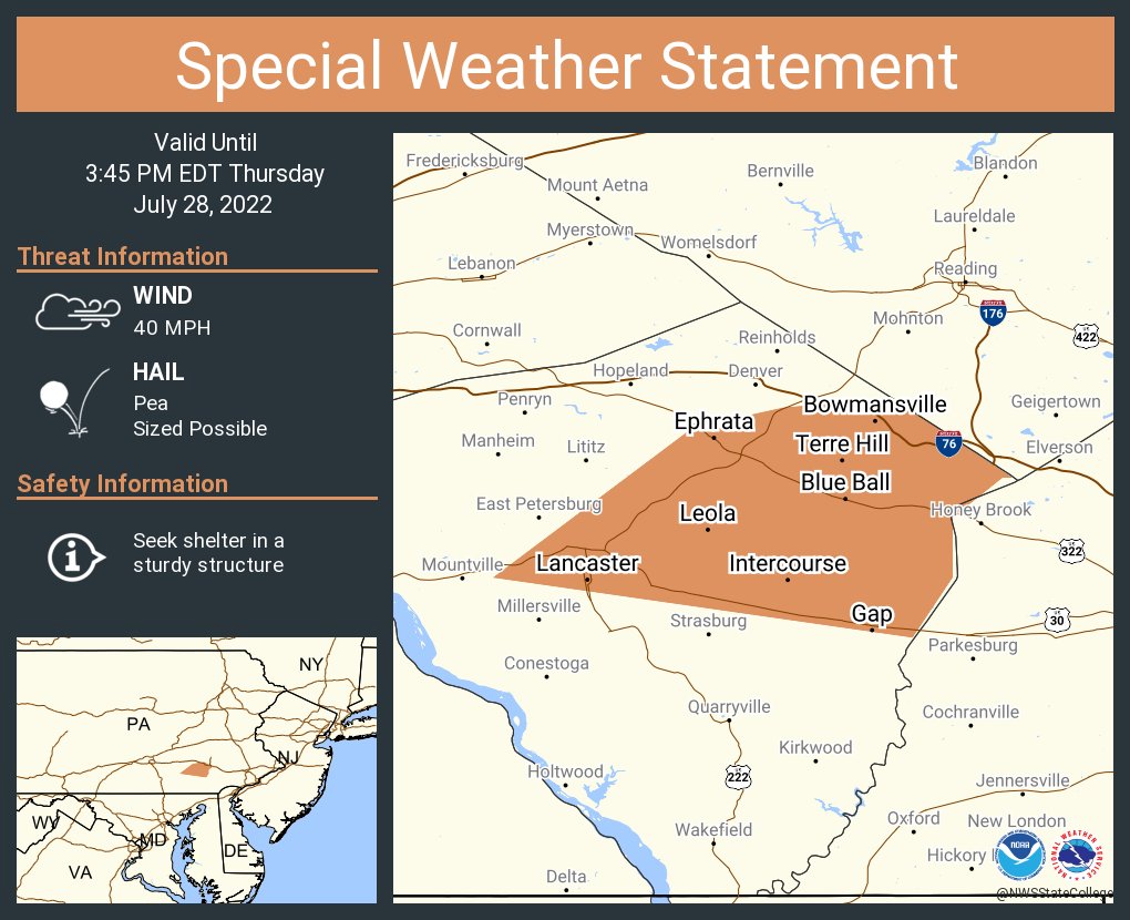 NWS State College on Twitter "A special weather statement has been