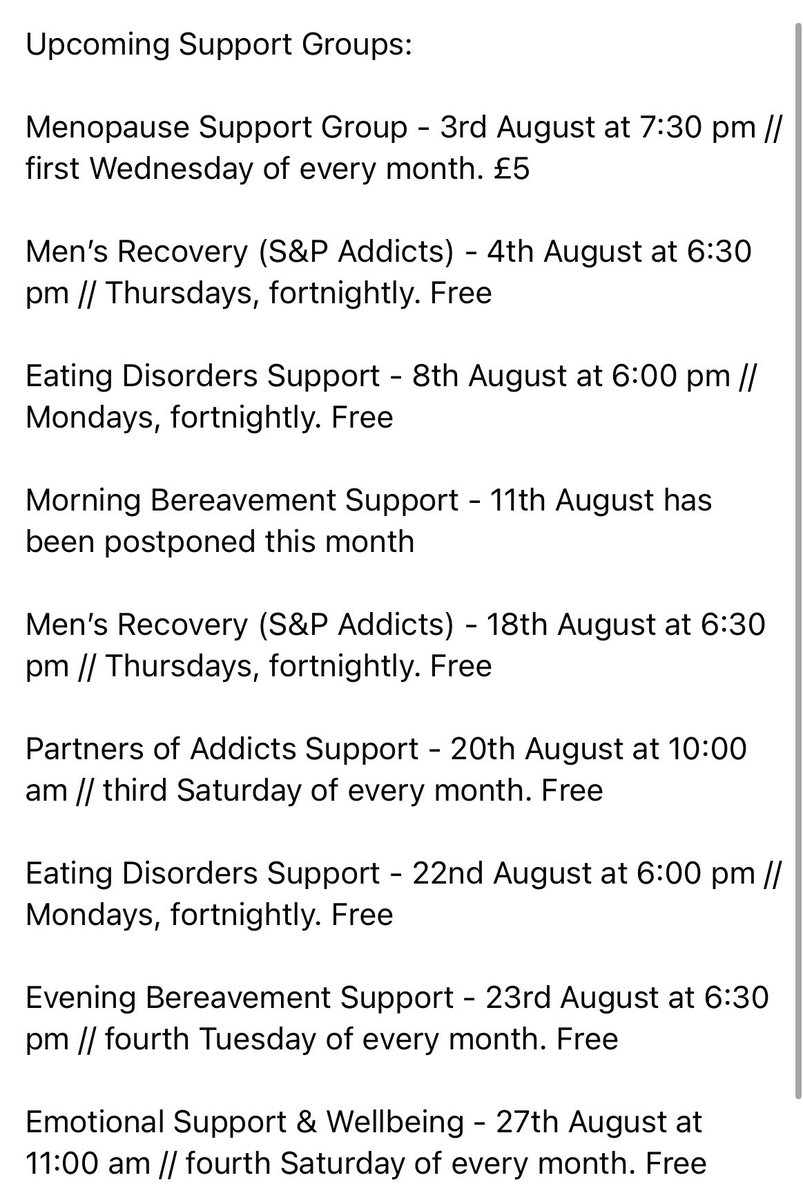 steps_to_change's tweet image. Take a look at our upcoming #supportgroups 💚 if you would like to join, get in contact!  #mentalhealth #MentalHealthMatters #heretohelp #freegroup #freehelp #community