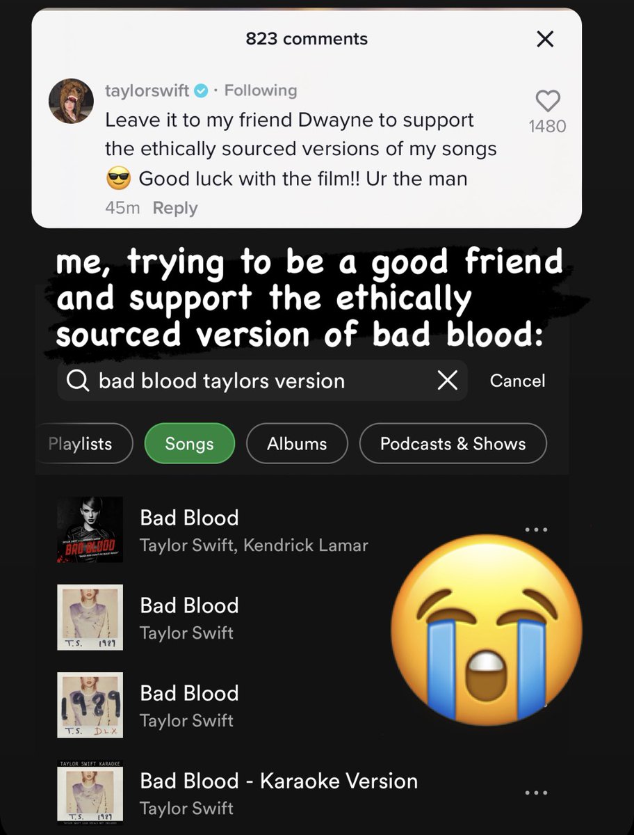 catfromthevault's tweet photo. we all just want to be a good friend to you, @taylorswift13 😪
#BadBloodTaylorsVersion #SwiftRock https://t.co/9SE3r6Wg8X