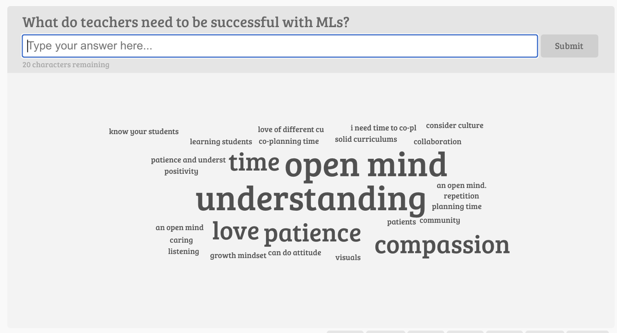 AndreaHonigsfel's tweet image. #SCarolinaMLs conference participants share what teachers of MLs need to be successful with this population  #SCMLProgram @SCarolinaMLLs @MariaGDove