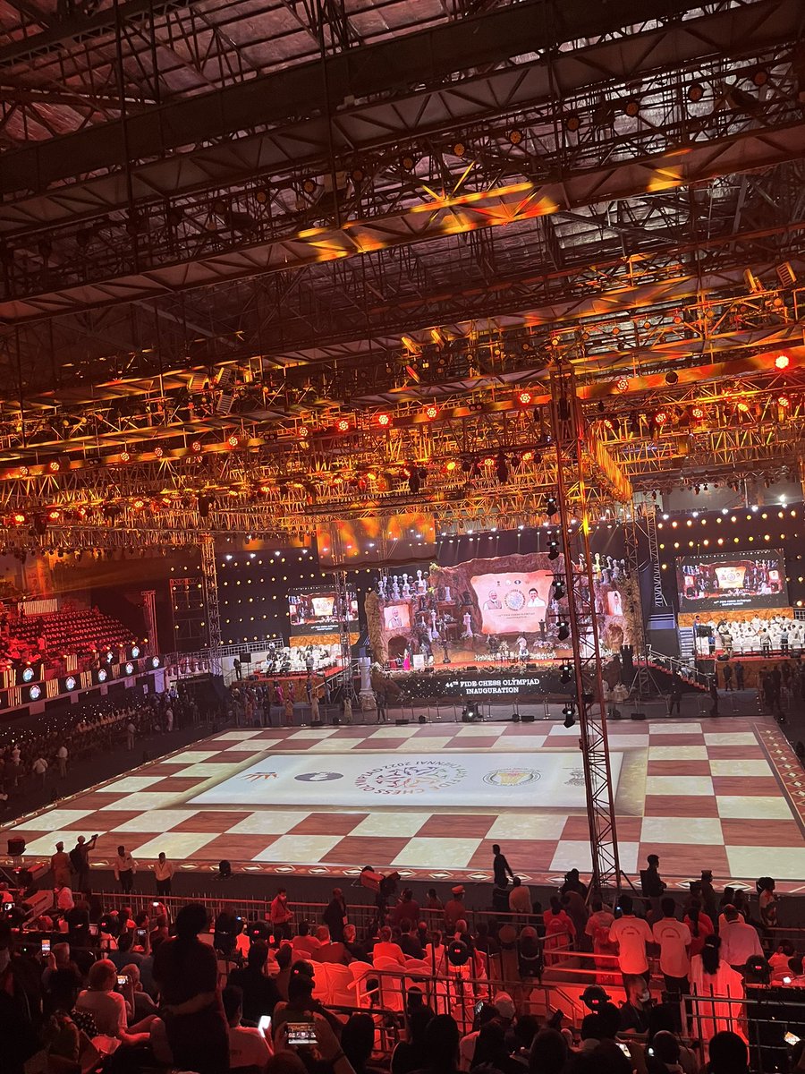 lenachess's tweet image. What a day!

3000+ people from 187 countries under the one roof. POOF 💥💫🇮🇳

@OutpostChess 

#olympiad2022 #ChessOlympiad2022 #ChessChennai2022 #ChessOlympiad22 #chess #chessolympaid #ChessOlympiad_2022 #ChessChennai #OpeningCeremony