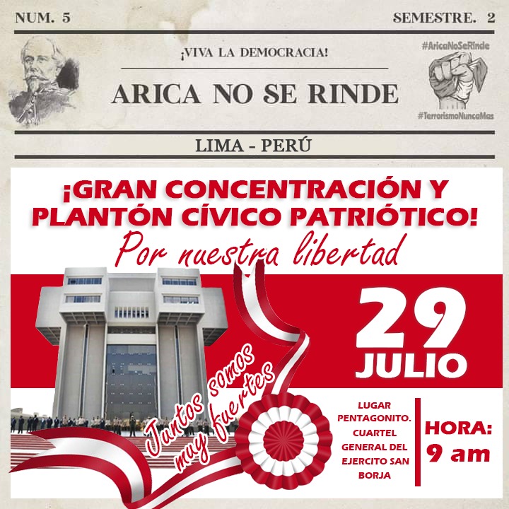 ArenasComando's tweet photo. NO A DESFILES PRIVADOS
El desfile Militar es para toda la ciudadanía, si no es así se debe suspender!!!
@arica_se @BandidoJcrg40 @ArenasComando @Z_FuerzaAzul @BrigadaAngamos @LegPatriotaPeru @Patriota200Peru @JUANJOS39523336 firmes en la lucha ⚡️❤️🇵🇪
#AricaNoSeRinde
#ANSR https://t.co/L3qmvQk6Ug