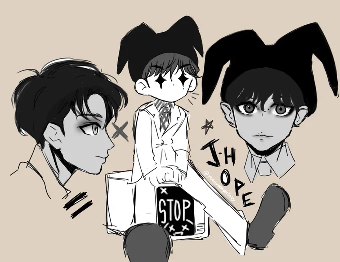 Very messy #JackInTheBox doodles✌️#jhope 