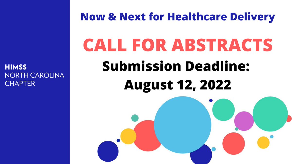 Submit an abstract for presentation at the NC HIMSS Fall Conference “Now &amp; Next for Healthcare Delivery”. Submit:  nchimss.org/2022-call-for-…
#NCHIMSS #HealthcareIT