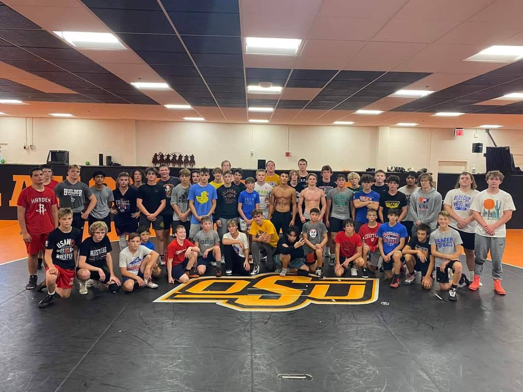 Burlington Senior, Tucker Williams training at legendary Oklahoma State Wrestling Room.  Tucker is part of Team Kansas.  Good Luck Tuck!  #btonwrestling