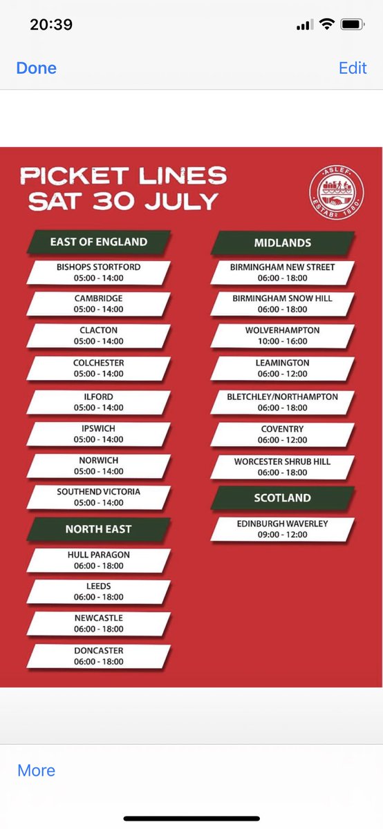 If you want to stand in solidarity this weekend with the rail workers please see the locations and times below <a href="/ASLEFunion/">ASLEF</a> <a href="/RMTunion/">RMT</a>