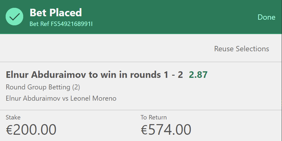 🥊 BOXING:

Massive value on that bet:
Elnur Abduraimov to win in rounds 1-2 @ +187 (2.87)

Take 2.50+ #investingtips 

- Thor
