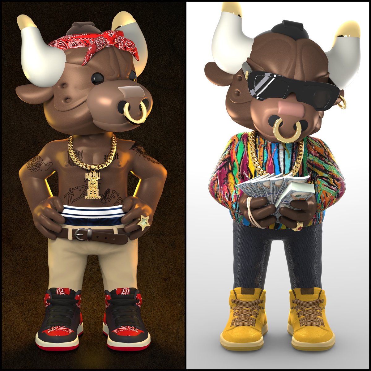 THE_FREEVERSE's tweet image. Round 5 of the Bull+Bull Tag Team match ups is one that no one will want to miss! 

It's @FromAshyToArtsy &amp;amp; his Rap Legends facing off against @UncleJoban &amp;amp; the Asgardian Bros... LFG!

#tezos