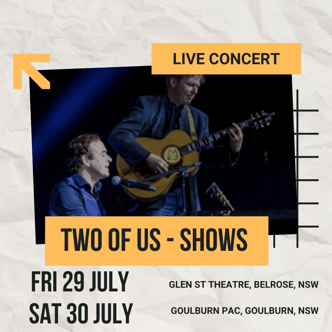 Happy Friday folks! I'm looking forward to my show tonight at the Glen St Theatre and tomorrow night at Goulburn's Performing Arts Centre ; )