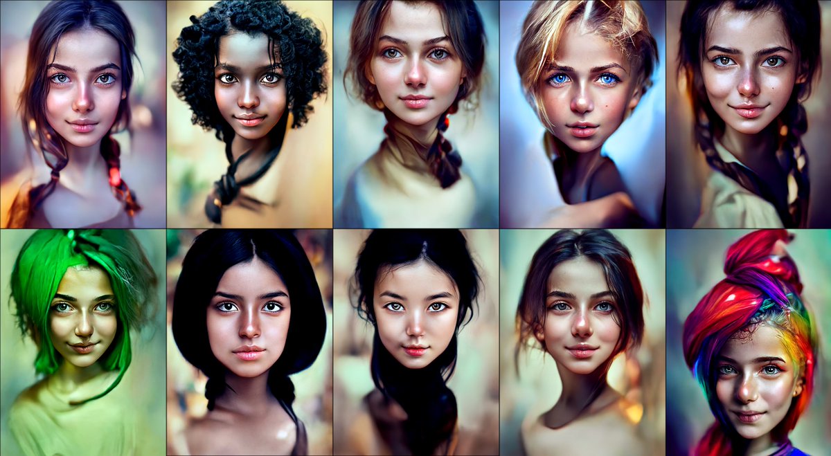 Disco Diffusion's portrait model has some really promising results (these are all raw disco outputs around 160-200 steps). #DiscoDiffusion #AIart #generativeart #AI #digitalart #DeepLearning #MachineLearning #aiartcommunity