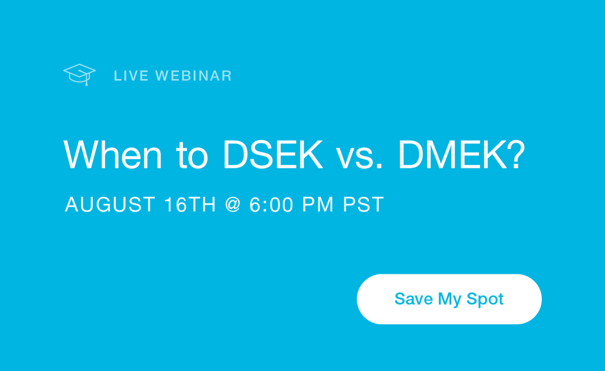 Join us August 16th as Dr. Matthew Giegengack and Dr. Keith Walter discuss their complex surgerical cases and their thought process on why they chose DSEK or DMEK. Will they agree? Register today to find out! bit.ly/3zhJnqk  #cornea #CorneaGen #DMEK #DSEK